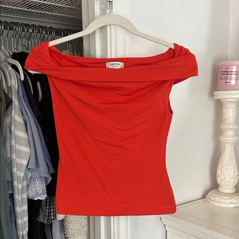 Aritzia Red Off-Shoulder Top